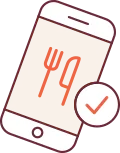 FatboySexy icoon van een smartphone met bestelde maaltijd – symbool voor online bestellen.