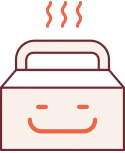 FatboySexy icoon van een warme maaltijd in een bakje – symbool voor verse mealpreps.