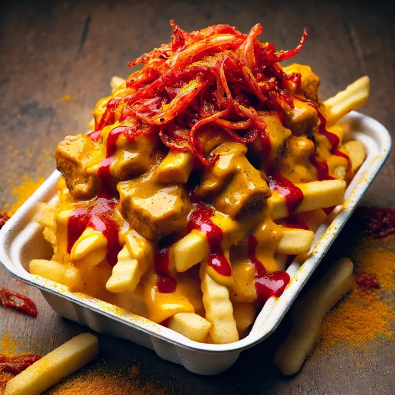 Kapsalon Paramaribo | kerrie kip | kimchi | spicy mayo