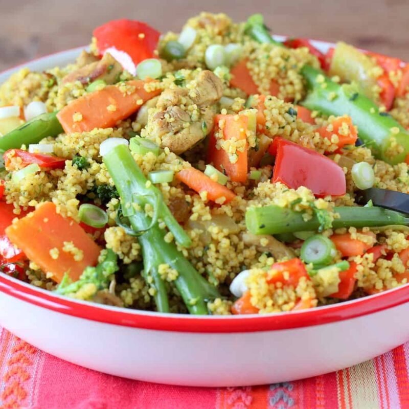 Cous cous salade | gekruide kip | gegrilde marktgroentes | frisse yoghurt dressing